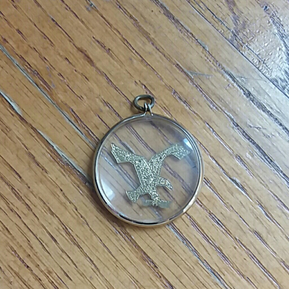 Vintage Etch Gold Eagle Circle Pendant